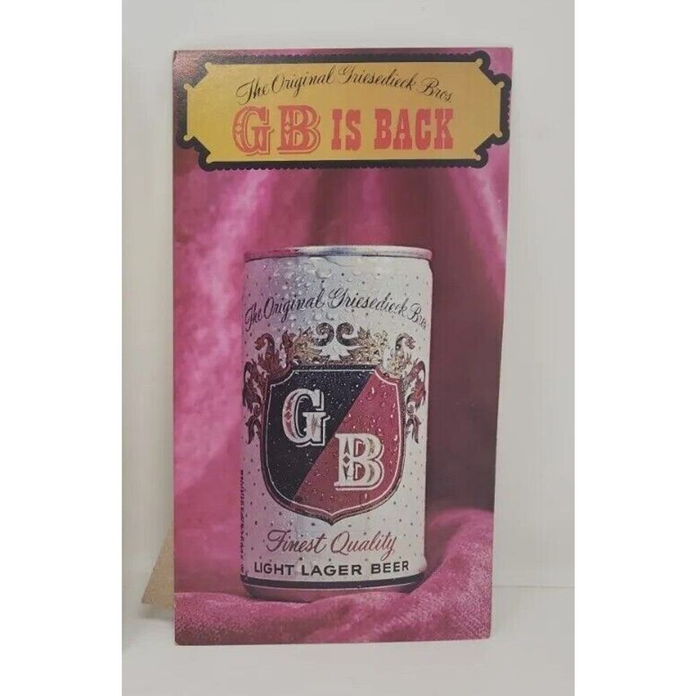 Vintage‎ Griesedieck Can Beer Cardboard Easel Store Sign 11"x6" WS8A